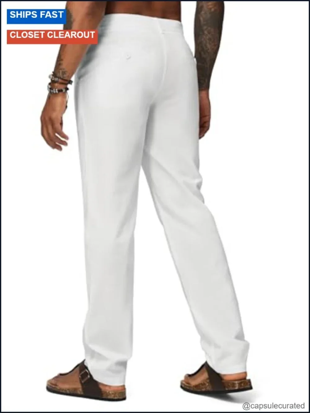 Men's Linen Pants Casual Dress Pants with Drawstring Pockets Breathable